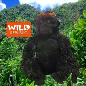 Wild Republic Gorilla‎ Plush Stuffed Animal Realistic Silverback Black Gray 12in